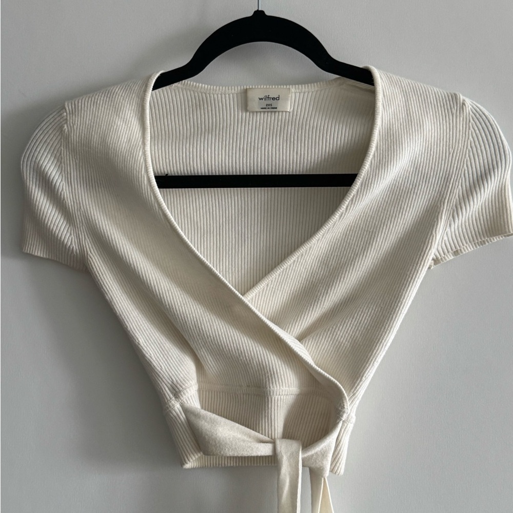 Wilfred Cream Short Sleeve Wrap Blouse